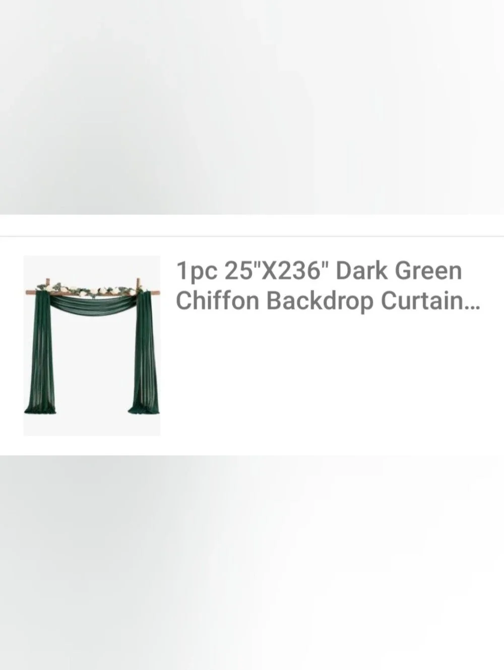 2 Emerald Green Chiffon Drapery Backdrop - Home Accents